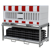 SET | with 20 panel fence | and 21 base plates | on storage and transport traverse | without lamp adapter | with red/white foil, type RA1/A | type of barrier ULTRA white